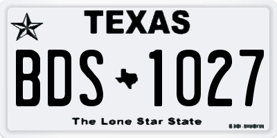 TX license plate BDS1027