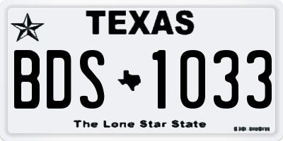 TX license plate BDS1033