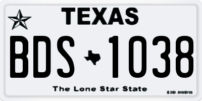 TX license plate BDS1038