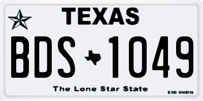 TX license plate BDS1049