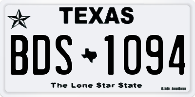 TX license plate BDS1094