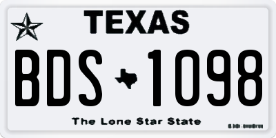 TX license plate BDS1098