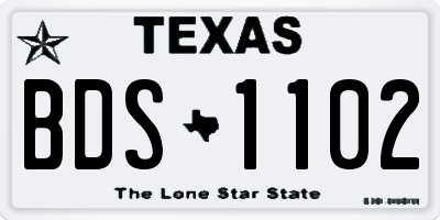 TX license plate BDS1102