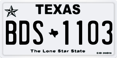 TX license plate BDS1103