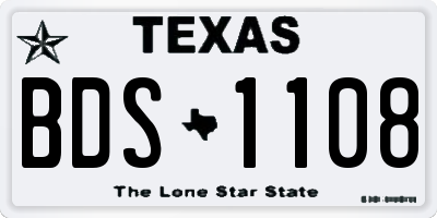TX license plate BDS1108