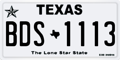 TX license plate BDS1113