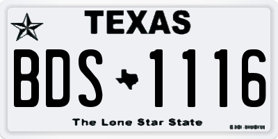 TX license plate BDS1116
