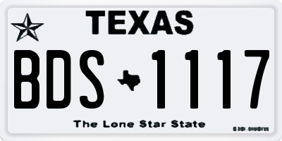 TX license plate BDS1117