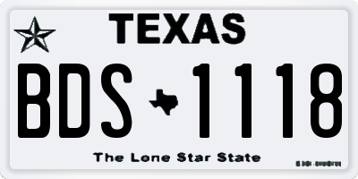 TX license plate BDS1118