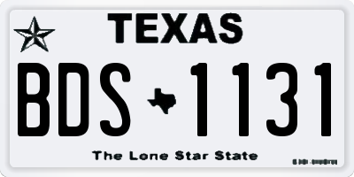 TX license plate BDS1131