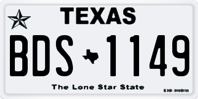 TX license plate BDS1149