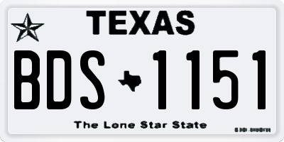 TX license plate BDS1151