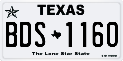 TX license plate BDS1160