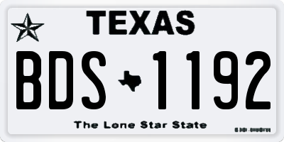TX license plate BDS1192