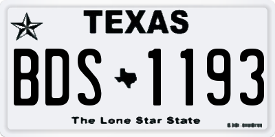 TX license plate BDS1193