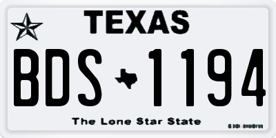 TX license plate BDS1194