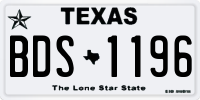 TX license plate BDS1196