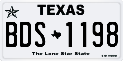 TX license plate BDS1198