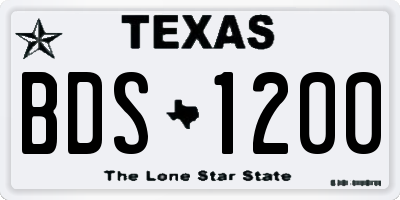 TX license plate BDS1200