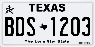 TX license plate BDS1203