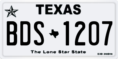 TX license plate BDS1207
