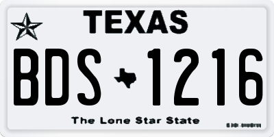 TX license plate BDS1216