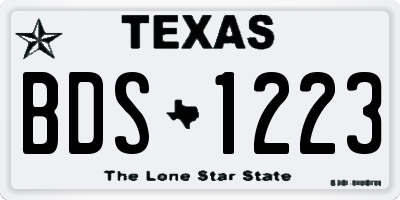 TX license plate BDS1223