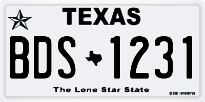 TX license plate BDS1231