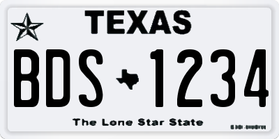 TX license plate BDS1234