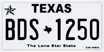 TX license plate BDS1250