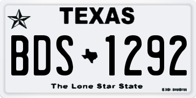 TX license plate BDS1292