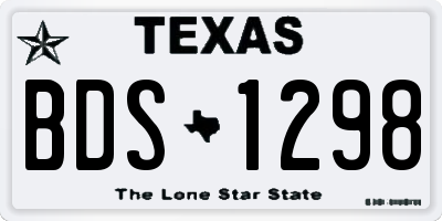 TX license plate BDS1298