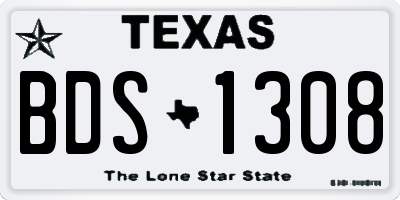 TX license plate BDS1308