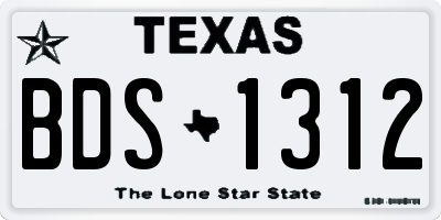 TX license plate BDS1312