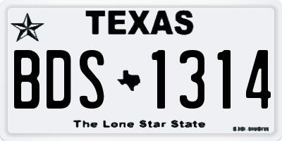 TX license plate BDS1314