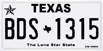 TX license plate BDS1315