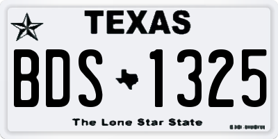 TX license plate BDS1325