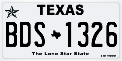 TX license plate BDS1326