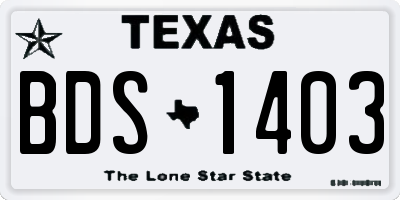 TX license plate BDS1403