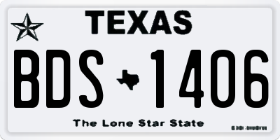 TX license plate BDS1406