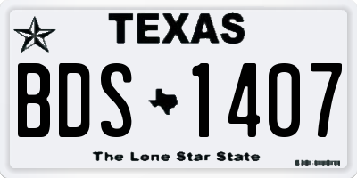 TX license plate BDS1407
