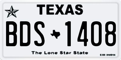 TX license plate BDS1408