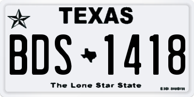 TX license plate BDS1418