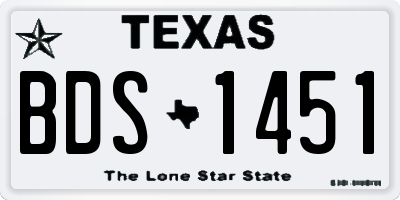 TX license plate BDS1451