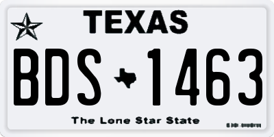 TX license plate BDS1463