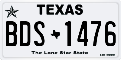 TX license plate BDS1476