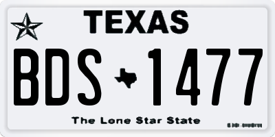 TX license plate BDS1477