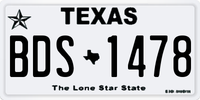 TX license plate BDS1478
