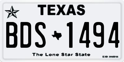 TX license plate BDS1494