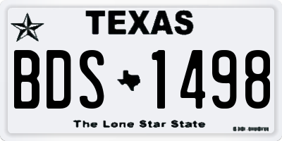 TX license plate BDS1498